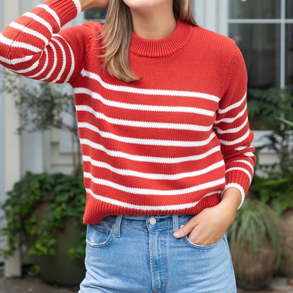 Tutto Knit Red & White Stripe Sweater